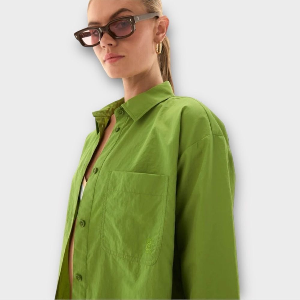 P.E Nation Interval Oversized Button Down Blouse in Peridot Green Size XS NWT - Picture 2 of 9